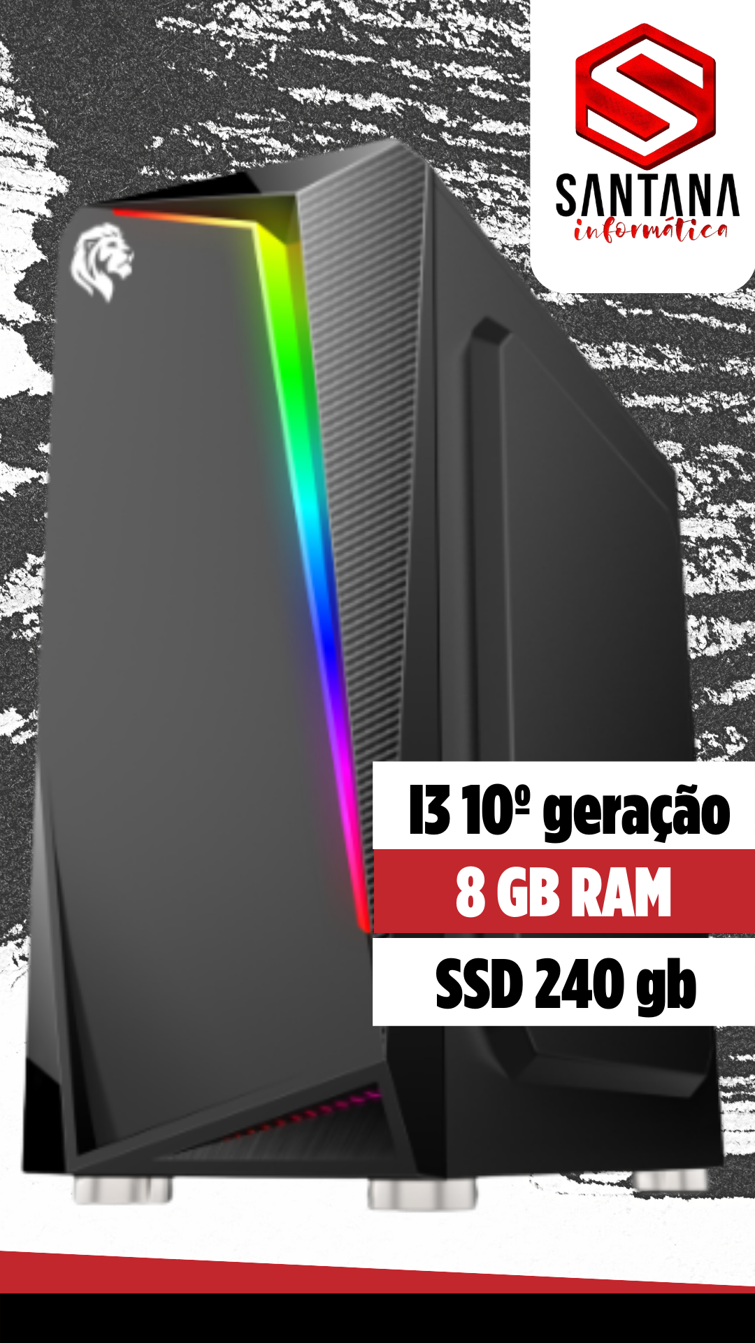 CPU SIX I3 10º geração, 8gb DDR4, SSD 240gb
