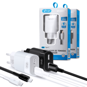 Carregador de Celular 5.1A com Selo Anatel 2 Portas Usb e Cabo Type-C