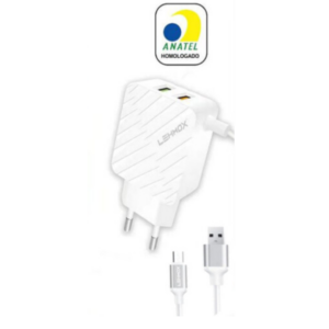 Carregador para Celular 4.1a com 2 Portas Usb + Cabo V8
