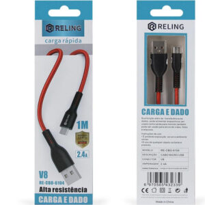 Cabo V8 de Carregamento e Dados Micro Usb 2.A com 1 Metro
